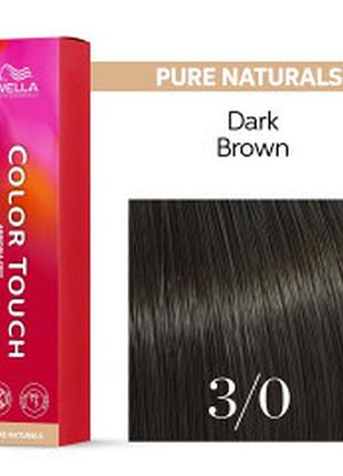 Краска безамиачная для волос колортач wella color touch 3/0 темно-коричневый