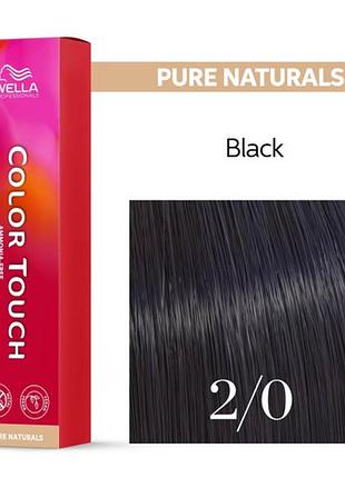 Краска безамиачная для волос колортач wella color touch 2/0 черный