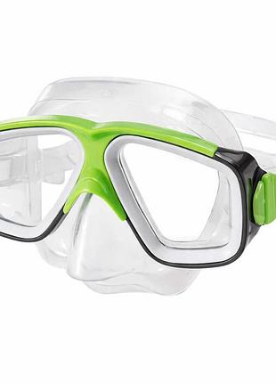 Маска для плавания intex surf rider 55975-1 — детская серо-зеленая, anti-fog, uv-защита, 8–14 лет
