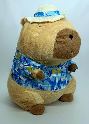 Игрушка-подушка shantou "капибара в рубашке" коричневая (30 см) m17704-2