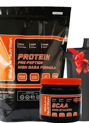 Протеин для роста мышц + bcaa 2:1:1 + шейкер в подарок bioline nutrition