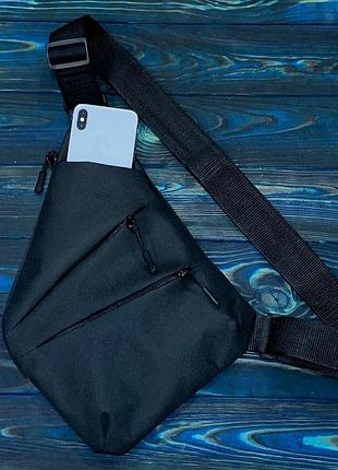 Рюкзак-слинг-cумка-кобура-мессенджер / мужская сумка crossbody через плечо черная