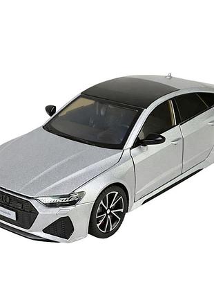 Металлическая машинка автопром audi rs7 1:24 серебристая — свет, звук, открывающиеся двери, серия classic, арт. ap7755