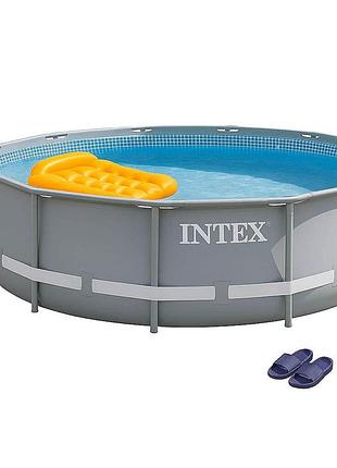 Каркасный бассейн intex prism frame 26702 с фильтр-насосом, 305×76 см, 4485 л — усиленная чаша, стальная рама