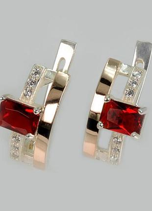 Серебряные серьги с золотыми пластинами