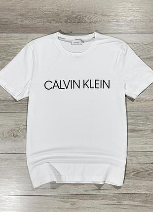 Белая спортивная футболка келвин клейн calvin klein big logo, факт l, оригинал