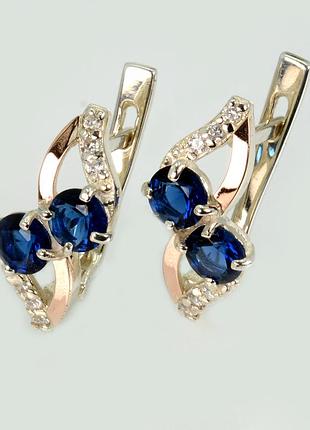 Серьги серебряные 925 пробы и золота 375 пробы