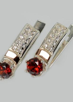 Серебряные серьги со вставками из золота
