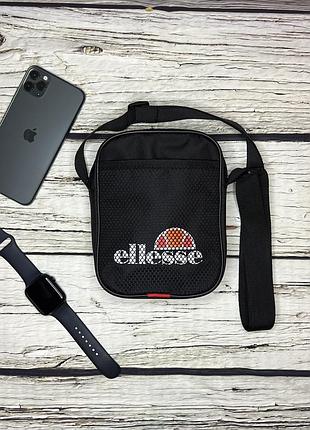 Сумка ellesse черного цвета / мужская спортивная сумка через плечо элис / барсетка ellesse
