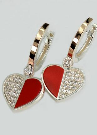 Серебряные серьги с кораллом