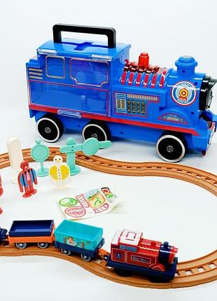Железная дорога-трек star toys "паровозик трейлер" синий 128-33