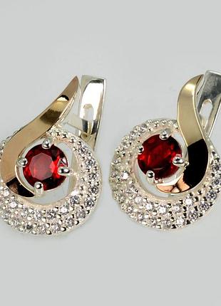 Серебряные серьги со вставками из золота