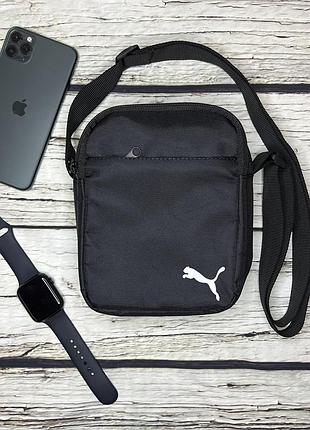 Сумка puma черного цвета / мужская спортивная сумка через плечо пума / барсетка puma