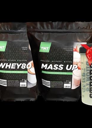 Гейнер 2,5 кг + протеїн 2 кг + шейкер подарунок tnt nutrition