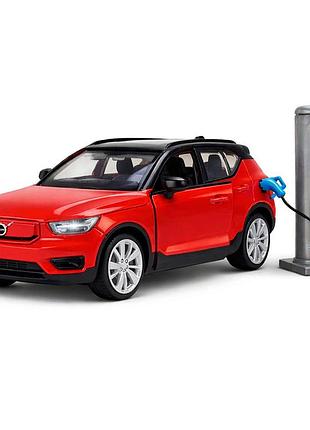 Металева машинка-електрокар автопром volvo xc40 recharge 1:32, 13,5 см, червона