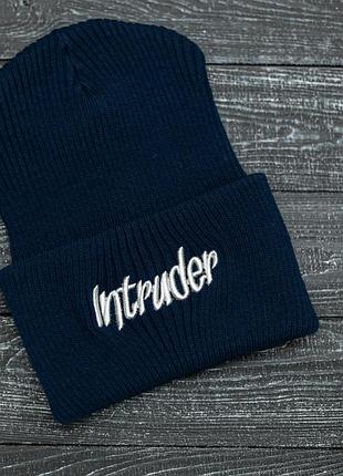Мужская | женская шапка intruder синяя, зимняя big logo