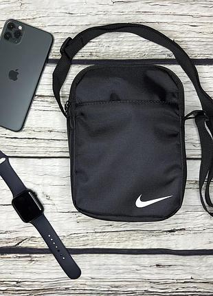 Сумка nike чорного кольору / чоловіча спортивна сумка через плече найк / барсетка nike