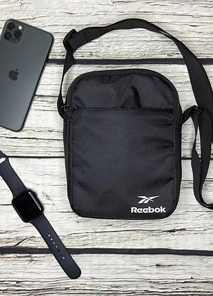 Сумка reebok чорного кольору / чоловіча спортивна сумка через плечо рибок / барсетка reebok