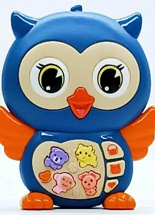 Развивающая музыкальная игрушка сова ft0022-2 синяя, 14 см