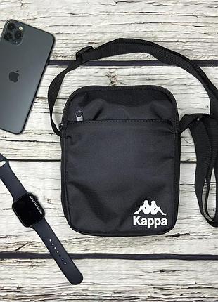 Сумка kappa чорного кольору / чоловіча спортивна сумка через плече капа / барсетка kappa