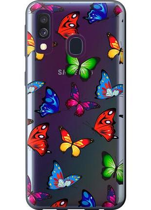 Чехол на samsung galaxy a40 2019 a405f красочные мотыльки из пластика fch_0031281