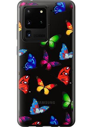 Чехол на samsung galaxy s20 ultra красочные мотыльки из силикона fch_0031216