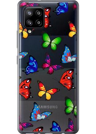 Чехол на samsung galaxy a42 a426b красочные мотыльки из силикона fch_0031284