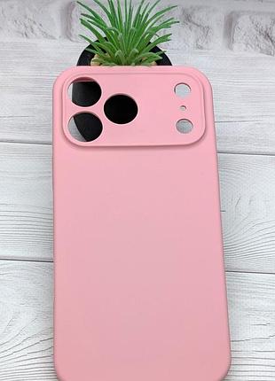 Чехол silicone case box для apple iphone 17 pro max бампер с микрофиброй светло-розовый (без лого)
