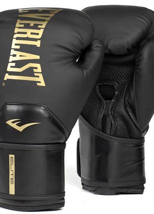 Чоловічі / жіночі рукавиці боксерські еверласт оригінал everlast elite 2 boxing gloves чорний, золотий уні 12 унцій p00003271