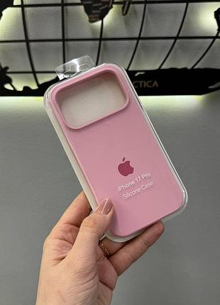 Чехол silicone case с микрофиброй для iphone 17 pro, качественный чехол-бампер с микрофиброй для айфон 17 про (розовый)