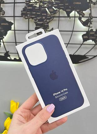 Чохол silicone case with magsafe для iphone 14 pro, чохол-накладка для айфон 14 про (колір: storm blue)