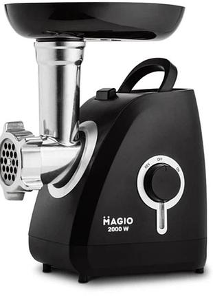 Электрическая мясорубка magio mg-264 с реверсом с насадкой для колбас кухонная электромясорубка для фарша 2000 вт черный