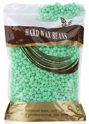 Горячий пленочный воск в гранулах hard wax beans mint green 500 г – профессиональный воск для депиляции без полосок