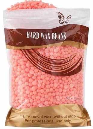 Горячий пленочный воск в гранулах hard wax beans pink 500 г – профессиональный воск для депиляции без полосок, воск для удаления
