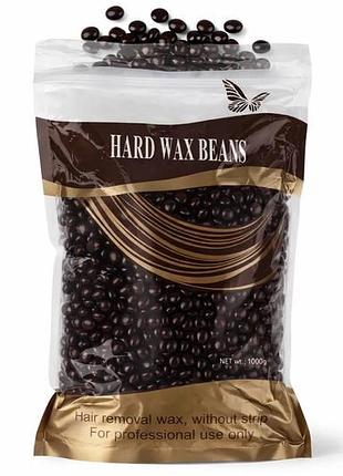 Горячий воск в гранулах hard wax beans chocolate 500 г – пленочный воск для депиляции без полосок, профессиональный воск