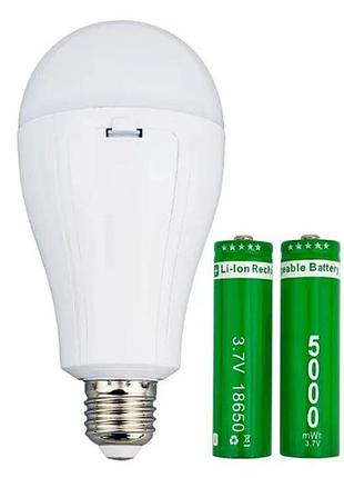 Лампа акумуляторна led emergency lamp аварійна лампочка 20w e27 6500k 2x18650 type-c
