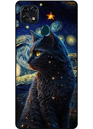 Чехол силиконовый бампер для zte blade 20 smart с рисунком кошечка ван гог звездная ночь