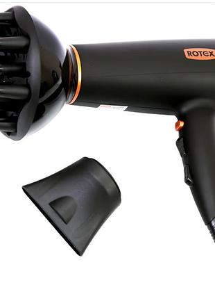 Профессиональный мощный фен rotex rff200-b delicatecare pro диффузор концентратор 2000 вт черный