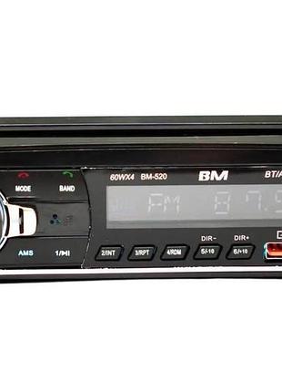 Автомагнитола boschmann bm-520 1din с bluetooth, rgb подсветкой панели, двойной usb, поддержка microsd/tf, aux вход, mp3