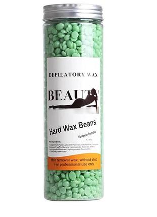 Пленочный воск для депиляции hard wax beans beaute green 400 г – профессиональный горячий воск в гранулах без полосок