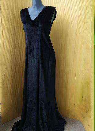 Длинное черное вечернее платье натуральный бархат / велюр / оверсайз1 фото