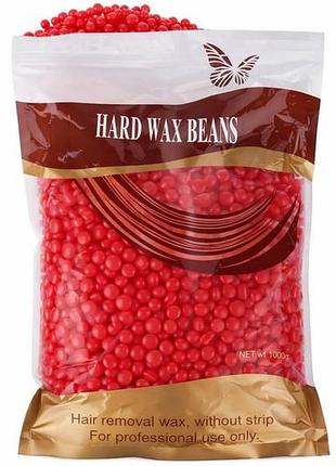 Горячий пленочный воск в гранулах hard wax beans red 500 г – профессиональный воск для депиляции без полосок