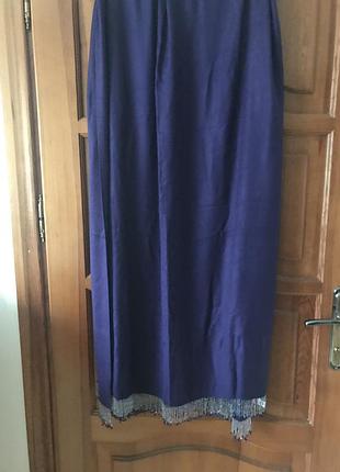 Красивый фиолетовый палантин,кисти-бисер 77*200