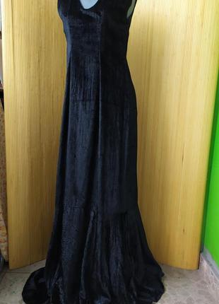 Длинное черное вечернее платье натуральный бархат / велюр / оверсайз2 фото