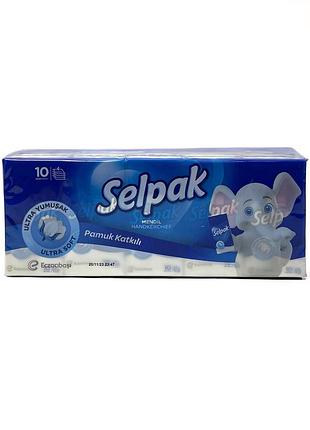 Серветки "selpak" чотирьохшарові білі упаковка 10 шт