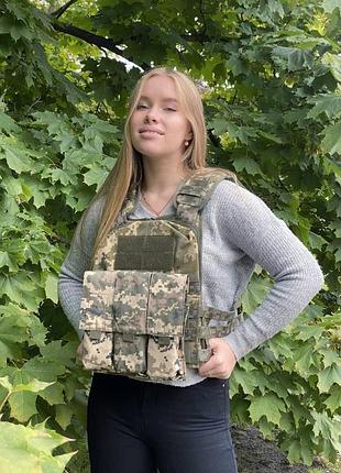 Подсумок тройной для магазинов ак закрытый с molle на кнопках