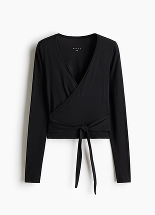 Новый спортивный лонгслив на запах h&m sports wrap top in modal -l