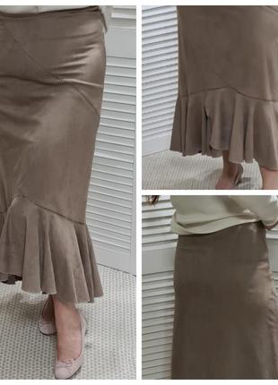 Длинная юбка под замш m&co с воланом2 фото