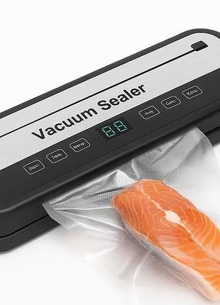 Электрический вакууматор fg-0018 для хранения продуктов с двойной функцией вакуумирования и запайки черный