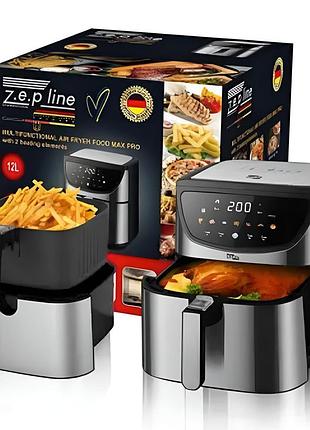 Мультипечь zepline zp-217 аэрогриль с двумя тенами электрическая фритюрница 12л 4200 вт черный/серый